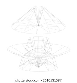 Symmetrical transparent mesh shapes in technical design