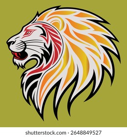 Symmetrical Tribal Lion Head Tattoo Design in Black and White