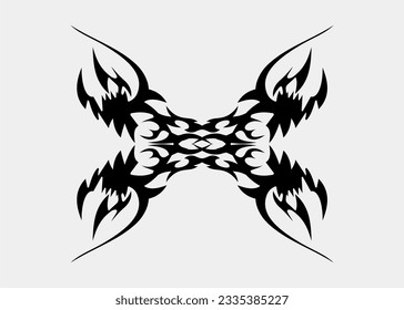 Symmetrical tribal monster motif art