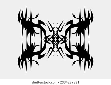 Symmetrical tribal motif of sharp thorns