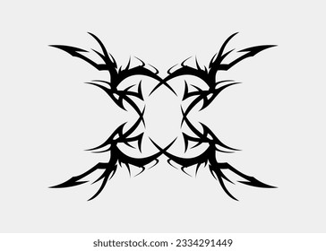 Symmetrical tribal motif of sharp thorns