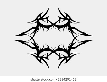 Symmetrical tribal motif of sharp thorns