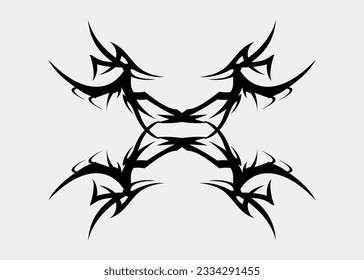 Symmetrical tribal motif of sharp thorns