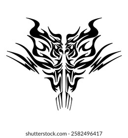 A symmetrical tribal tattoo design, perfect for adding a touch of edgy style to your projects