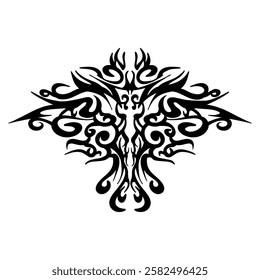 A symmetrical tribal tattoo design, perfect for adding a touch of edgy style to your projects