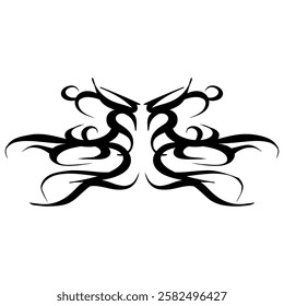 A symmetrical tribal tattoo design, perfect for adding a touch of edgy style to your projects