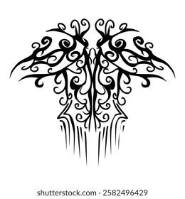 A symmetrical tribal tattoo design, perfect for adding a touch of edgy style to your projects