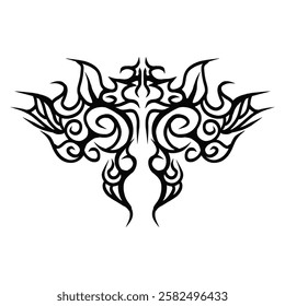 A symmetrical tribal tattoo design, perfect for adding a touch of edgy style to your projects