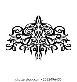 A symmetrical tribal tattoo design, perfect for adding a touch of edgy style to your projects