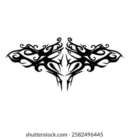 A symmetrical tribal tattoo design, perfect for adding a touch of edgy style to your projects