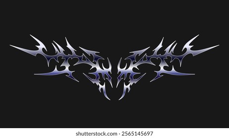 symmetrical tribal vector design with sharp edges and a metallic gradient. Its bold and edgy aesthetic is perfect for logos, tattoos, apparel prints, or dark-themed branding