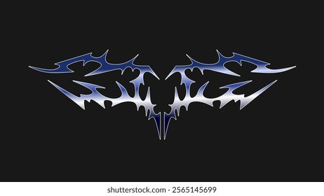 symmetrical tribal vector design with sharp edges and a metallic gradient. Its bold and edgy aesthetic is perfect for logos, tattoos, apparel prints, or dark-themed branding