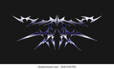 symmetrical tribal vector design with sharp edges and a metallic gradient. Its bold and edgy aesthetic is perfect for logos, tattoos, apparel prints, or dark-themed branding