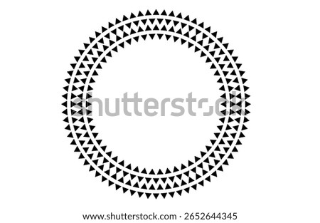 Symmetrical Triple Ring of Black Triangles – Modern Circular Geometric Frame for Decorative and Digital Design"