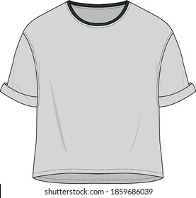 Symmetrical Tshirt Technical Fashion Drawing Stock Vector (Royalty Free ...