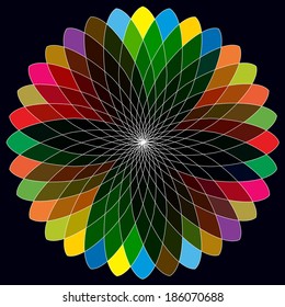 symmetrical vector flowers with spectrum colors