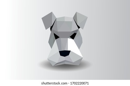 Symmetrical vector illustration of dog. Made in low poly triangular style.