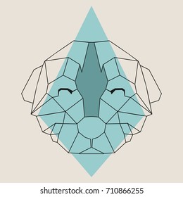 Symmetrical vector illustration of dog. Made in low poly triangular style.