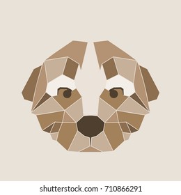 Symmetrical vector illustration of dog. Made in low poly triangular style.