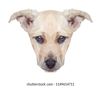 Symmetrical vector illustration of puppy. Dog in lowpoly triangular style.