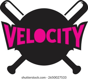 Symmetrical Vector Logo Design for Baseball Team Velocity Featuring Speed, Strength, and Unity on White Background