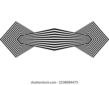Symmetrical vector pattern of black broken lines on a white background. Modern design element. Strict Ornament. Textile, interior decor, wall art. carpet. Border. Abstract node. The rays