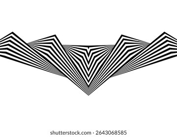 Symmetrical Vector Pattern of Black Lines on White Background with Retro Lines. Striped Design Element. Modern Vector Background.