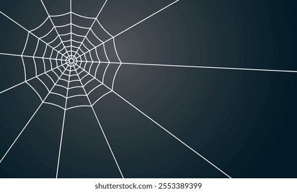 A symmetrical white spiderweb pattern against a gradient black background. A perfect digital art asset for Halloween designs, spooky themes, or geometric artwork.