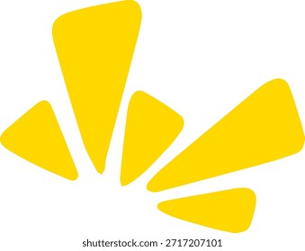 Ráfaga de rayo amarillo simétrico o símbolo de impacto cómico