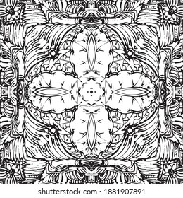 Symmetrically mirrored shapes, based on freehand drawn abstract texture digitally remastered to create tile like pattern