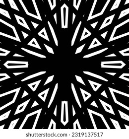 Symmetry abstract image on black background and white lines