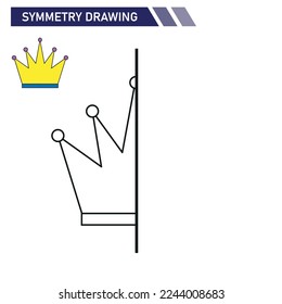 Symmetry Drawing crown school activities kids illustration vector eps.Educational games