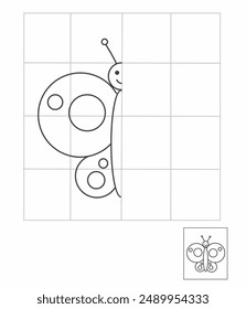 Symmetry drawing for kids, draw the other half side butterfly activity for kindergarten, complete picture worksheet, Symmetry worksheet 