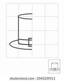 Symmetrie Zeichnung für Kinder, zeichnen die andere Hälfte Seite Thanksgiving Hut Aktivität für Kindergarten, komplette Bild Arbeitsblatt, Symmetrie Arbeitsblatt