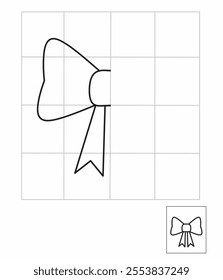 Symmetry drawing for kids, draw the other half side ribbon activity for kindergarten, complete picture worksheet, Symmetry worksheet