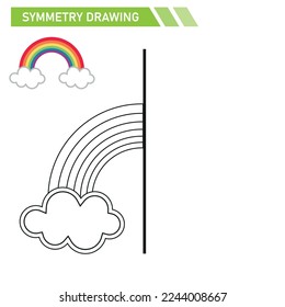 Symmetry Drawing rainbow school activities kids illustration vector eps.Educational games