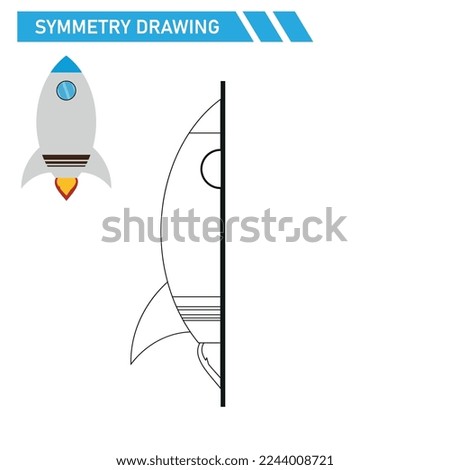 Symmetry Drawing rocket school activities kids illustration vector eps.Drawing for Kids