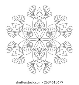 Symmetry Mystical Mandala template Coloring Book Page. Easy Mandala Coloring Book Pages for Adults to Relax, Experiences Give Relief. Resizeable Vector File