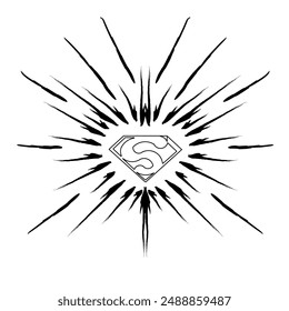 Symmetry ornament, a combination of straight lines and logo superman