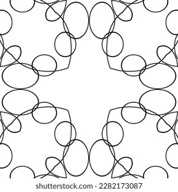 Vector de patrón de simetría con forma de línea de círculo para el libro de coloreado aislado en blanco.