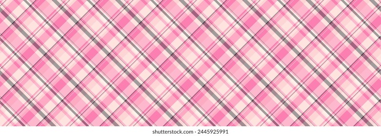 Symmetry plaid texture pattern, improvement vector background check. Worn textile fabric tartan seamless in light and pink color.