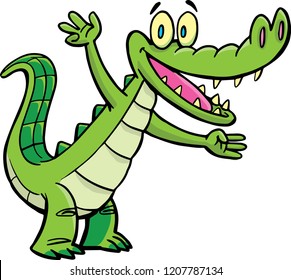 sympathetic alligator greets