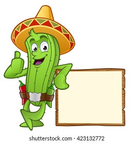 Sympathetic cactus, has a sign with a space to put your text