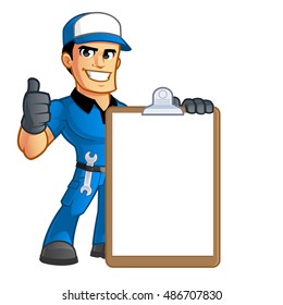 Sympathetic car mechanic, he has a spanner in his belt