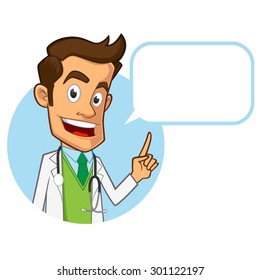 Sympathetic doctor, he is explaining something, you have a site where you can put your text 