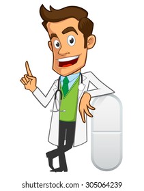 Sympathetic doctor, he is explaining something about medicines