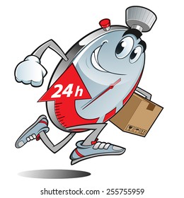 sympathetic stopwatch running to deliver a package