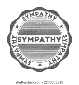 Sympathy badge. Grunge word round stamp with texture in Knight's Armor color theme. Vintage style geometric sympathy seal with gradient stripes. Amazing vector illustration.