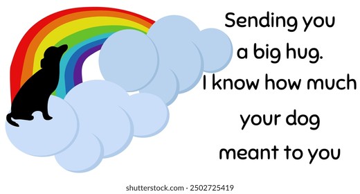 Sympathy card for dog loss, kind phrase with condolences for a beloved pet vector illustration