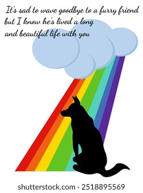 Cartão de simpatia para a perda de cães, tipo de frase de condolências para uma ilustração vetorial de animais de estimação peludos